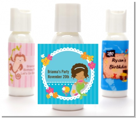 Mermaid African American - Personalized Birthday Party Lotion Favors