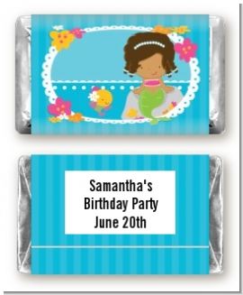 Mermaid African American - Personalized Birthday Party Mini Candy Bar Wrappers