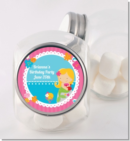 Mermaid Blonde Hair - Personalized Birthday Party Candy Jar
