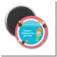 Mermaid Brown Hair - Personalized Birthday Party Magnet Favors thumbnail