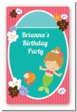 Mermaid Brown Hair - Custom Large Rectangle Birthday Party Sticker/Labels