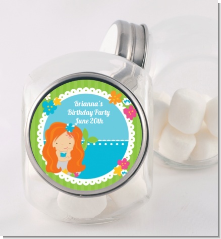 Mermaid Red Hair - Personalized Birthday Party Candy Jar