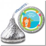 Mermaid Red Hair - Hershey Kiss Birthday Party Sticker Labels