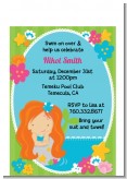 Mermaid Red Hair - Birthday Party Petite Invitations