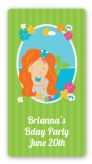 Mermaid Red Hair - Custom Rectangle Birthday Party Sticker/Labels