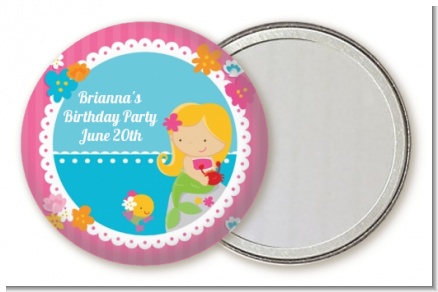 Mermaid Blonde Hair - Personalized Birthday Party Pocket Mirror Favors