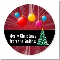 Merry and Bright - Round Personalized Christmas Sticker Labels