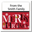 Merry Christmas - Square Personalized Christmas Sticker Labels thumbnail