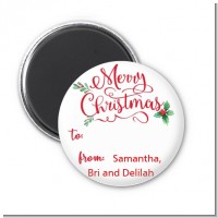 Merry Christmas with Holly - Personalized Christmas Magnet Favors