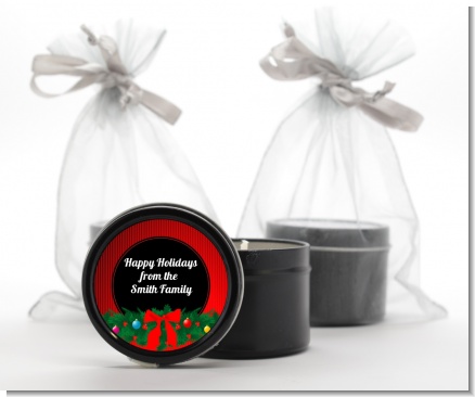 Merry Christmas Wreath - Christmas Black Candle Tin Favors