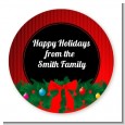 Merry Christmas Wreath - Round Personalized Christmas Sticker Labels thumbnail