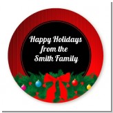 Merry Christmas Wreath - Round Personalized Christmas Sticker Labels