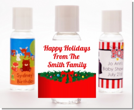 Merry Christmas Wreath - Personalized Christmas Hand Sanitizers Favors