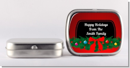 Merry Christmas Wreath - Personalized Christmas Mint Tins