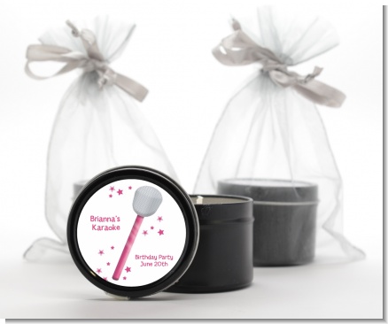 Microphone - Birthday Party Black Candle Tin Favors