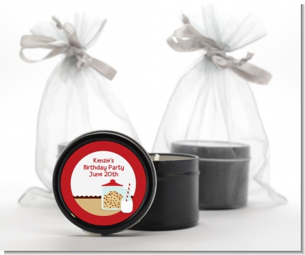 Milk & Cookies - Birthday Party Black Candle Tin Favors