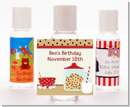 Milk & Cookies - Personalized Birthday Party Hand Sanitizers Favors