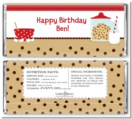 Milk & Cookies - Personalized Birthday Party Candy Bar Wrappers