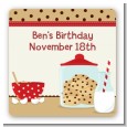 Milk & Cookies - Square Personalized Birthday Party Sticker Labels thumbnail