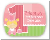 1st Birthday Girl - Personalized Birthday Party Rounded Corner Stickers