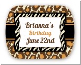 Leopard & Zebra Print - Personalized Birthday Party Rounded Corner Stickers