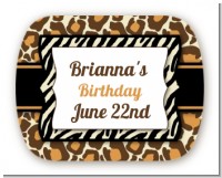 Leopard & Zebra Print - Personalized Birthday Party Rounded Corner Stickers