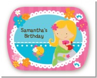 Mermaid Blonde Hair - Personalized Birthday Party Rounded Corner Stickers