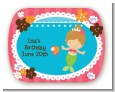 Mermaid Brown Hair - Personalized Birthday Party Rounded Corner Stickers thumbnail