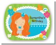 Mermaid Red Hair - Personalized Birthday Party Rounded Corner Stickers thumbnail