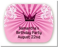 Princess Royal Crown - Personalized Birthday Party Rounded Corner Stickers