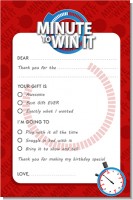 Minute To Win It Inspired - Birthday Party Fill In Thank You Cards