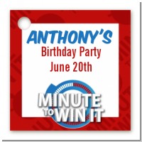 Minute To Win It Inspired - Personalized Birthday Party Card Stock Favor Tags