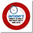 Minute To Win It Inspired - Round Personalized Birthday Party Sticker Labels thumbnail