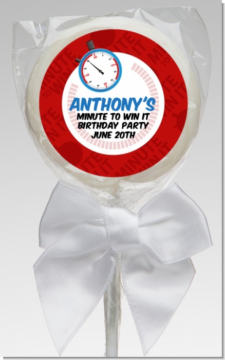 Minute To Win It Inspired - Personalized Birthday Party Lollipop Favors