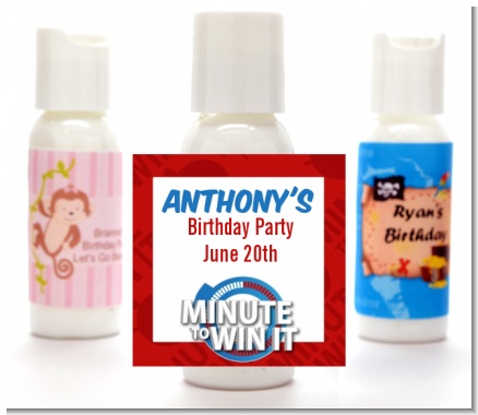 Minute To Win It Inspired - Personalized Birthday Party Lotion Favors