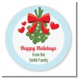 Mistletoe - Round Personalized Christmas Sticker Labels thumbnail