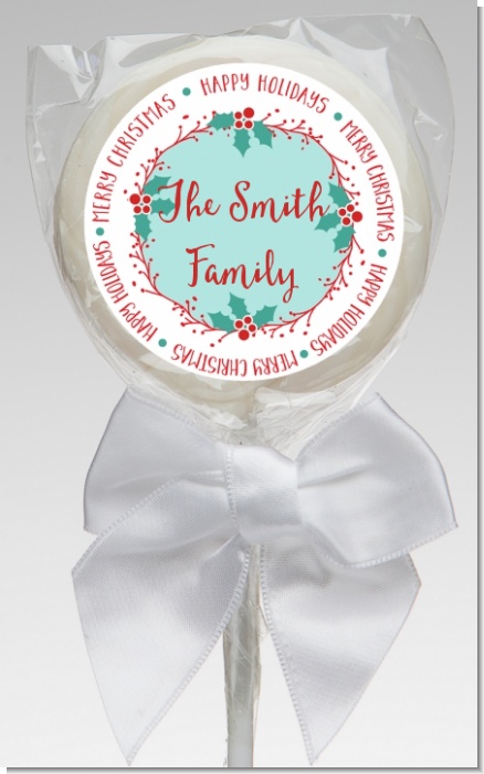 Mistletoe Wreath - Personalized Christmas Lollipop Favors