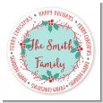 Mistletoe Wreath - Round Personalized Christmas Sticker Labels thumbnail