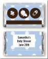 Modern Baby Boy Blue Polka Dots - Personalized Baby Shower Mini Candy Bar Wrappers thumbnail