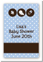 Modern Baby Boy Blue Polka Dots - Custom Large Rectangle Baby Shower Sticker/Labels