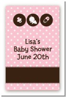 Modern Baby Girl Pink Polka Dots - Custom Large Rectangle Baby Shower Sticker/Labels