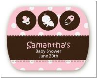 Modern Baby Girl Pink Polka Dots - Personalized Baby Shower Rounded Corner Stickers