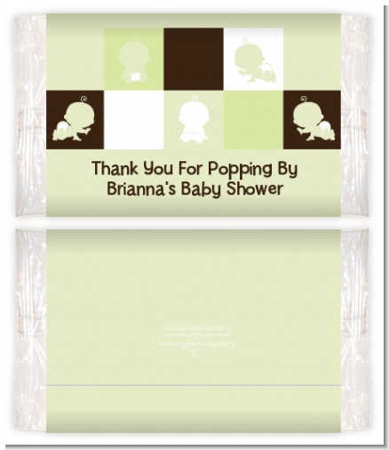 Modern Baby Green & Brown - Personalized Popcorn Wrapper Baby Shower Favors