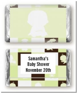 Modern Baby Green & Brown - Personalized Baby Shower Mini Candy Bar Wrappers