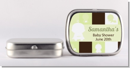 Modern Baby Green & Brown - Personalized Baby Shower Mint Tins