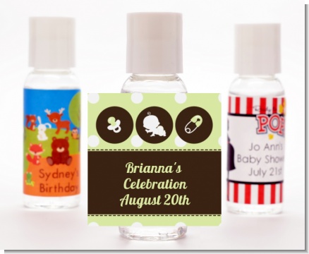 Modern Baby Green Polka Dots - Personalized Baby Shower Hand Sanitizers Favors