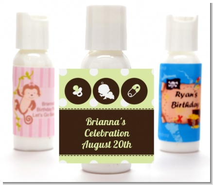 Modern Baby Green Polka Dots - Personalized Baby Shower Lotion Favors