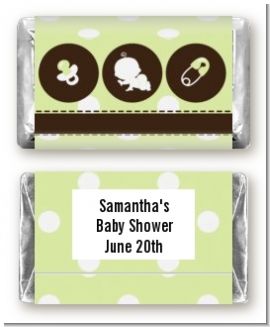 Modern Baby Green Polka Dots - Personalized Baby Shower Mini Candy Bar Wrappers