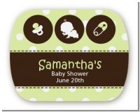 Modern Baby Green Polka Dots - Personalized Baby Shower Rounded Corner Stickers