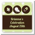 Modern Baby Green Polka Dots - Square Personalized Baby Shower Sticker Labels thumbnail